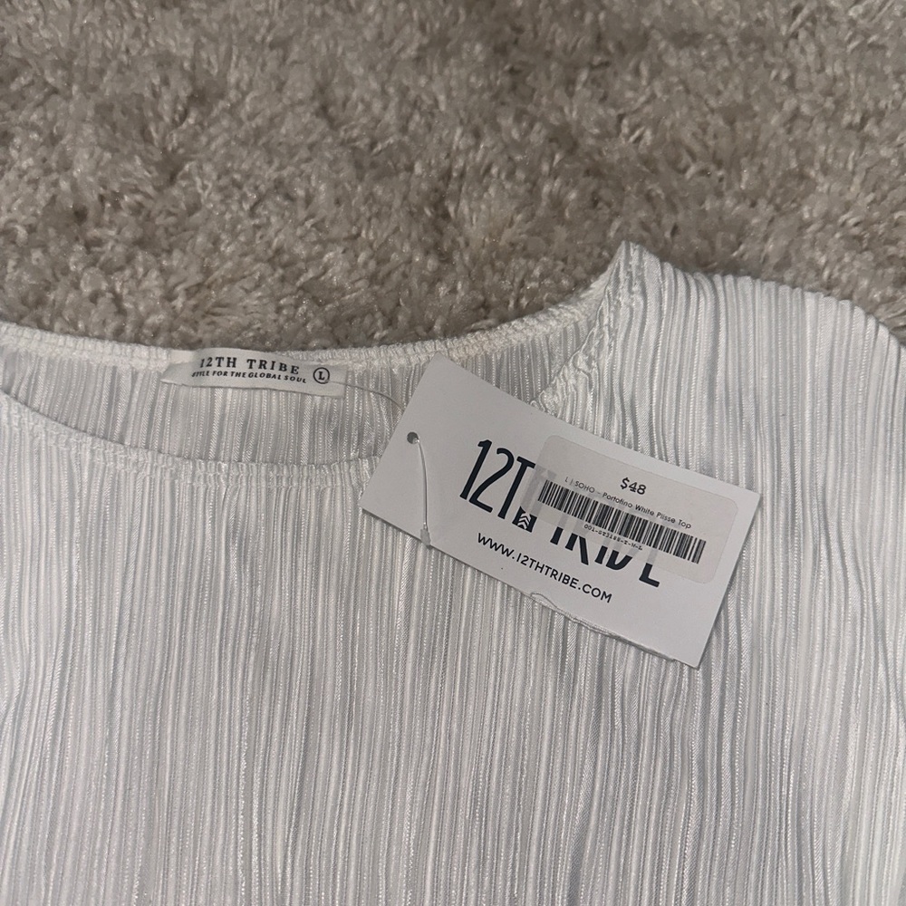 Portofino White Plisse Top